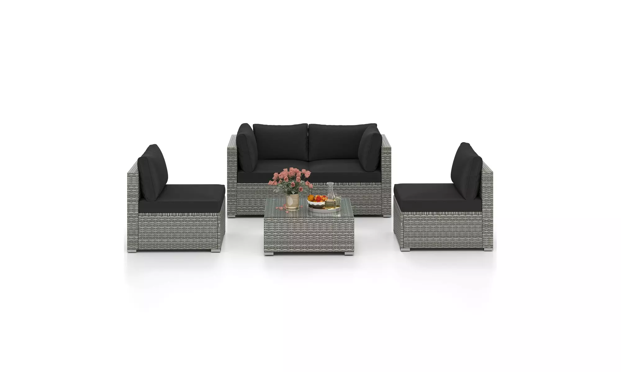 Costway Outdoor Patio Sectional Sofa Couch PE Rattan Conversation Set