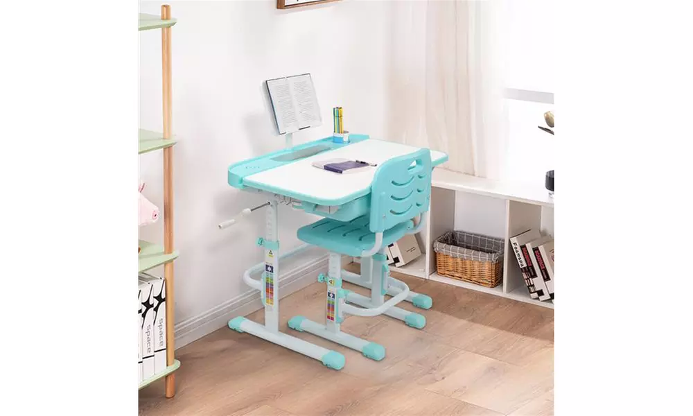 80Cm Hand-Operated Lifting Table Top Can Tilt Children's Study Table And Chair