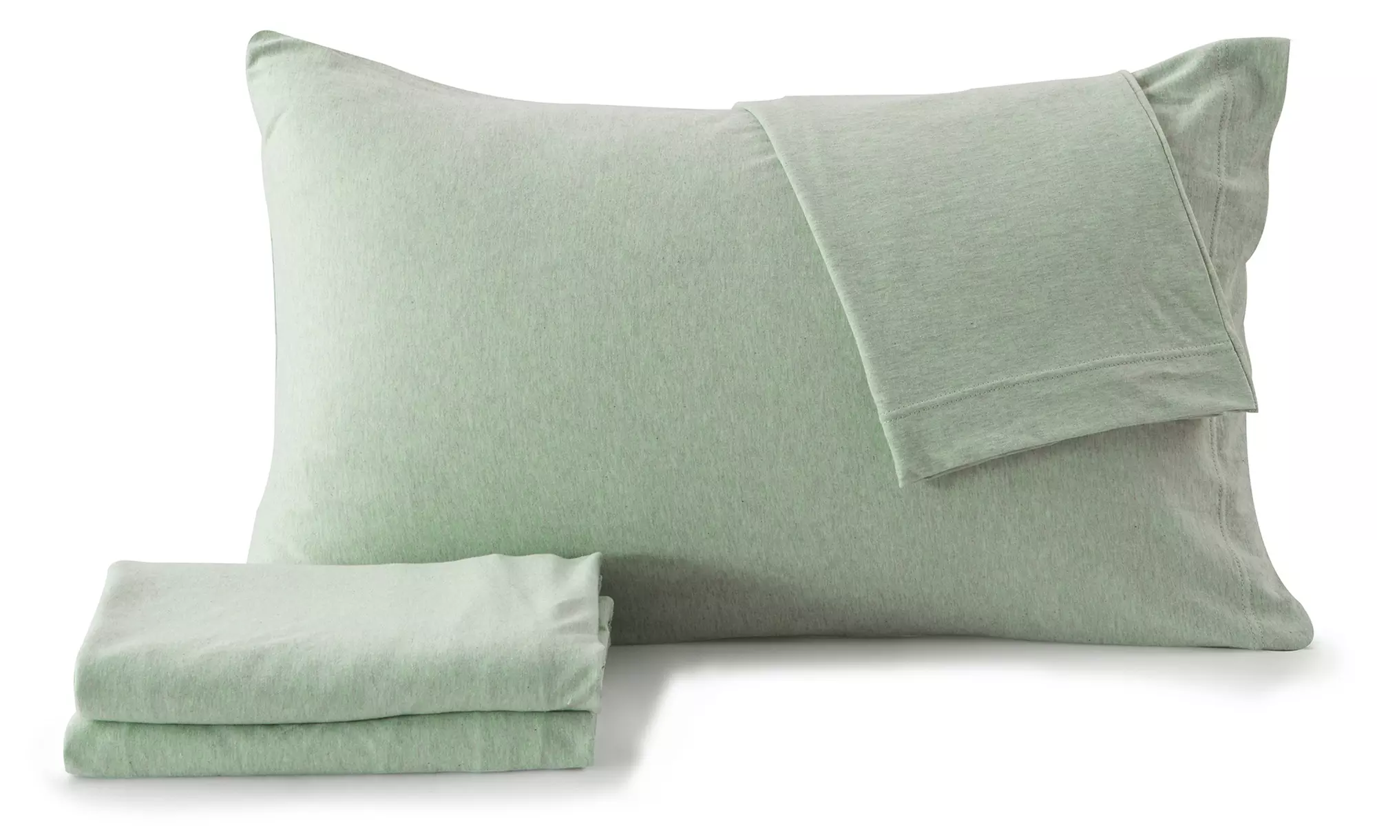 FreshFolds Ultra-Soft Cotton Heathered Melange Jersey Knit Sheet Set