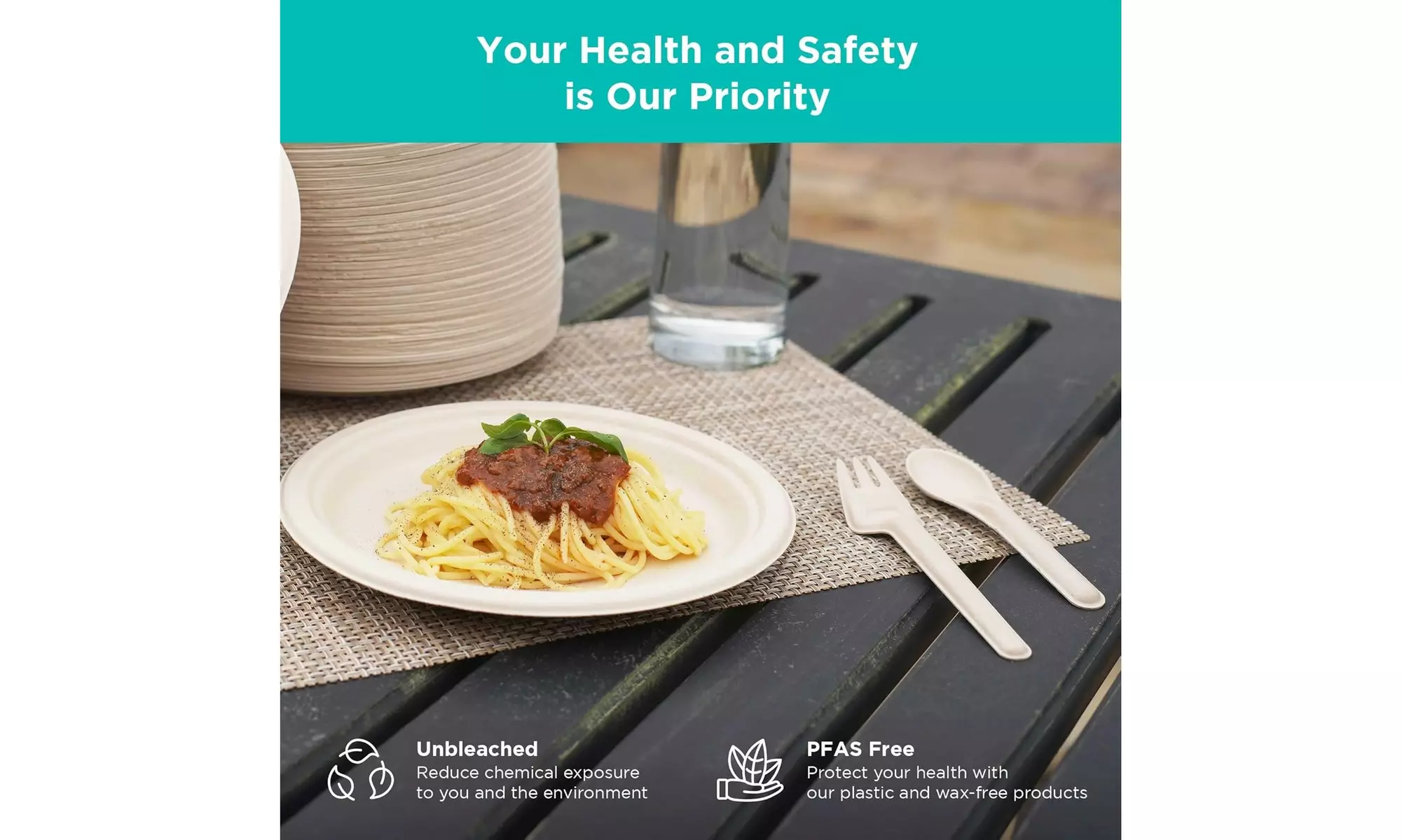 Compostable Renewable Fiber Spoons PFAS, Bleach Free, BPI Certified