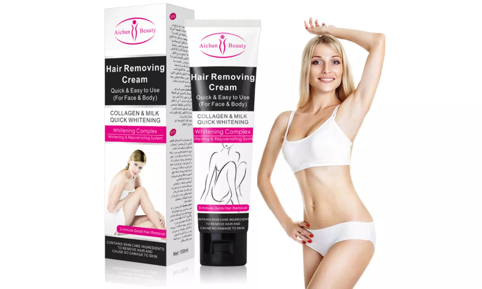 Aichun Beauty Hair Removal Cream Depilatory Body Legs Bikini Natural 100ml - Primary Image