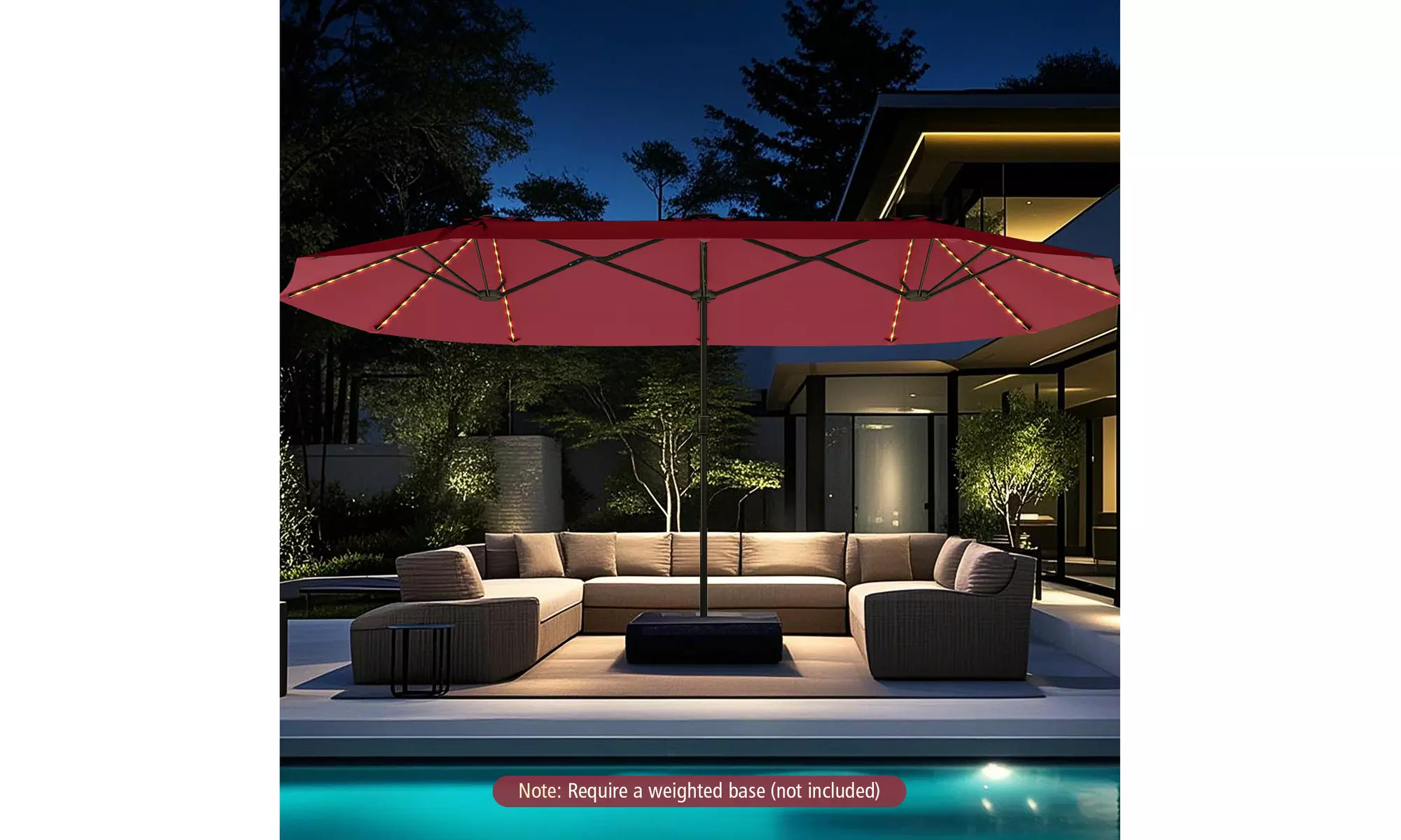 Costway 15.5 FT Extra-Large Patio Umbrella with LED Solar Lights