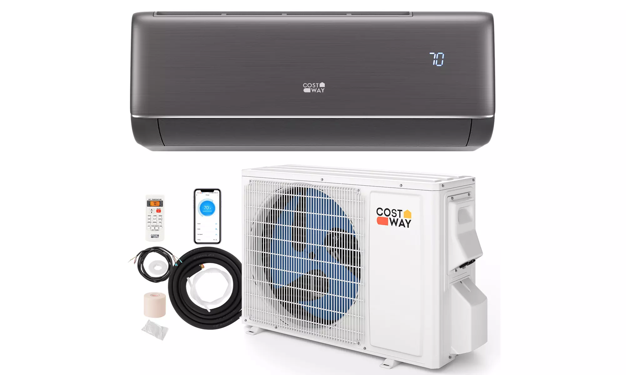 Costway Wifi Enabled Mini Split AC 20.5/22 SEER2 115V Inverter Air Conditioner