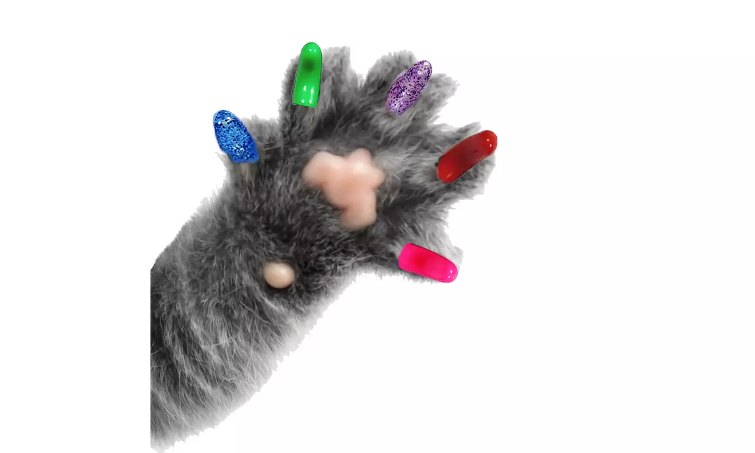 Pretty Claws 60 Piece Soft Nail Caps with Adhesive For Cat Paws  - Primary Image