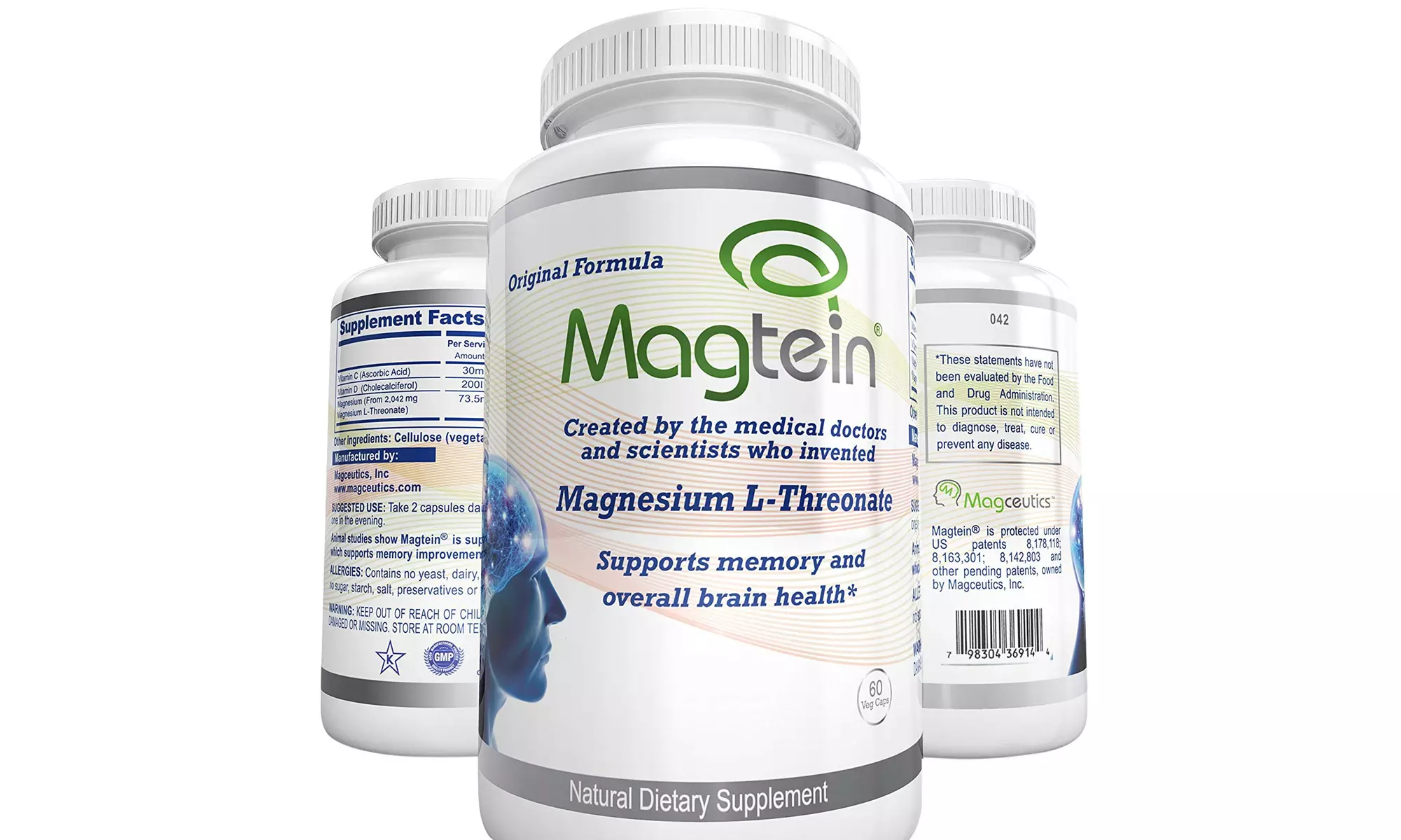 Magnesium L- Threonate-(2,042 Mg), Patented Original Magtein Supplement  - Primary Image