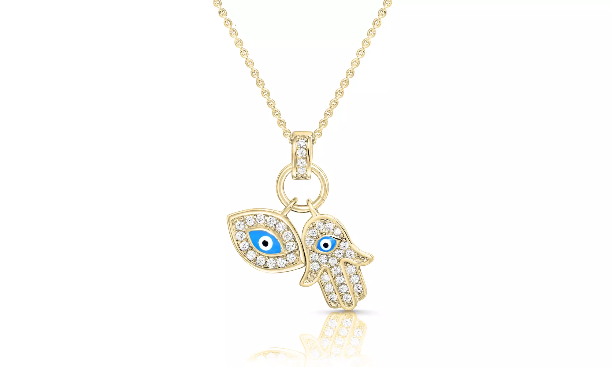Sterling Silver Classic Evil Eye Pendants in 14K Gold Plated - Second Medium