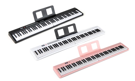 Costway 88 Key Folding Piano Keyboard with Wireless MIDI Dual Speakers Black