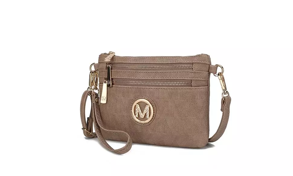 MKF Collection Ronnie Leather Crossbody Purse or Clutch with Double Zipper