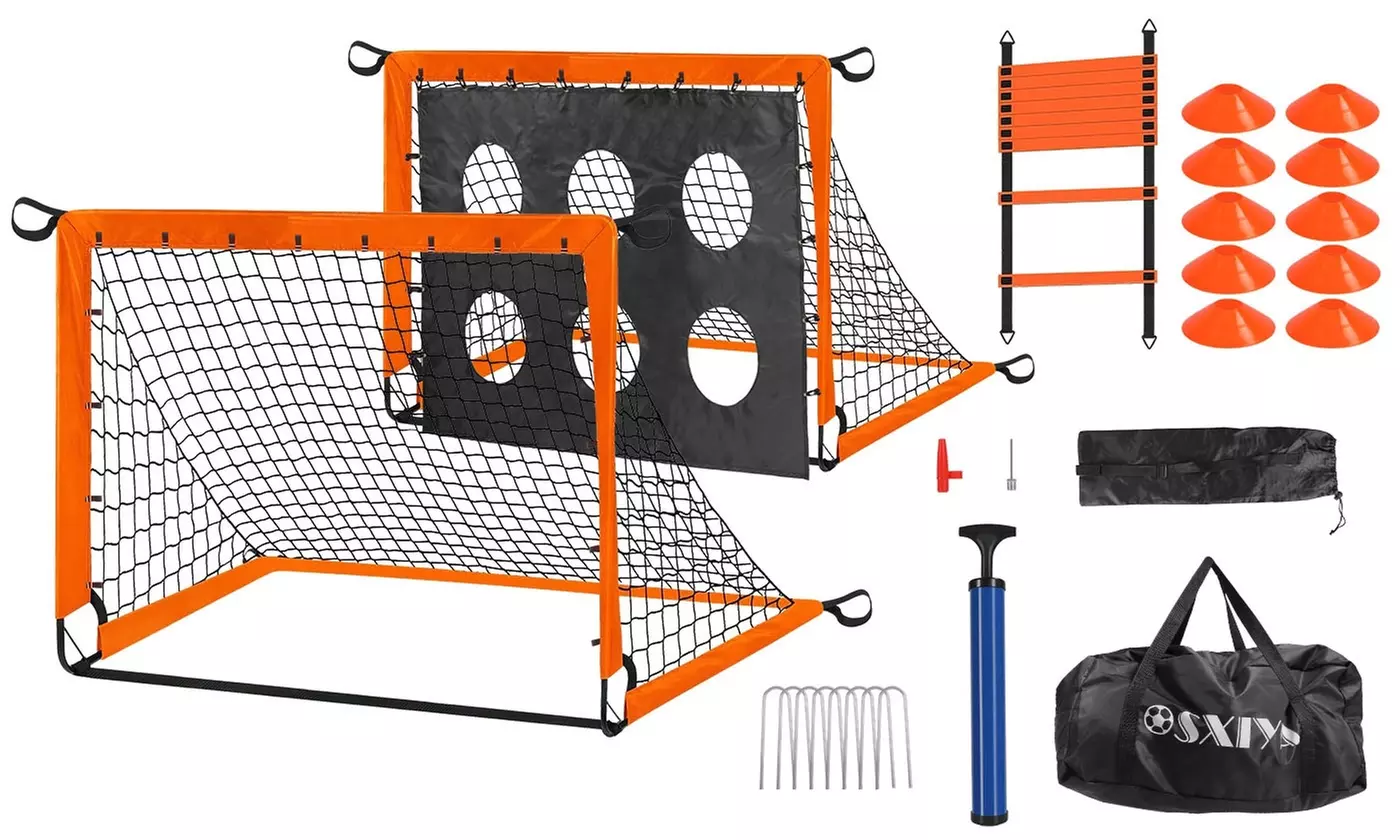 iMounTEK Kids Soccer Goal Set with Ball, Training Gear, & Carry Bag for Backyard
