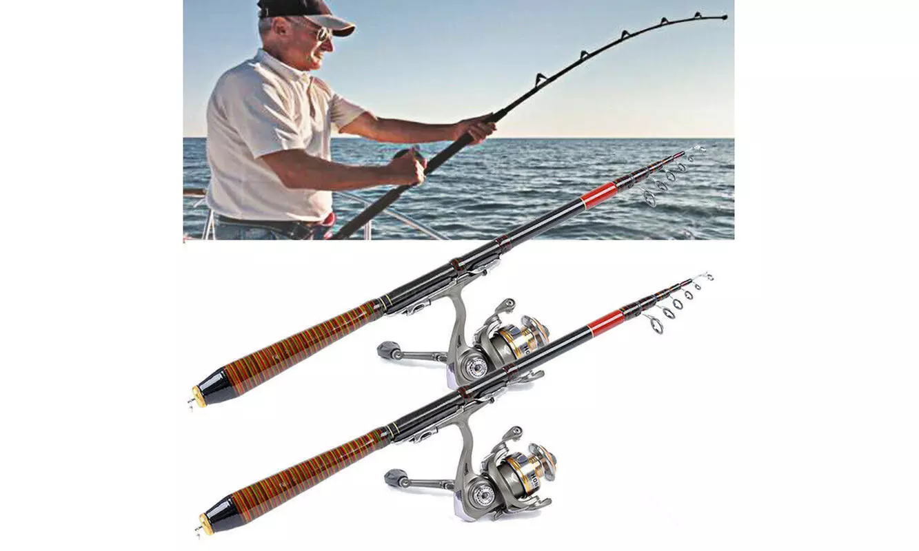 Professional Carbon Fiber Telescopic Fishing Rod Travel Spinning Rod Pole 82' - Primary Image