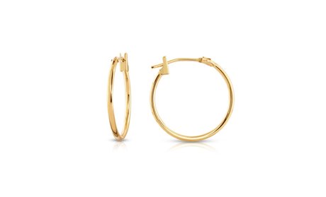 Solid 14k Yellow Gold 18mm French Lock Hoops