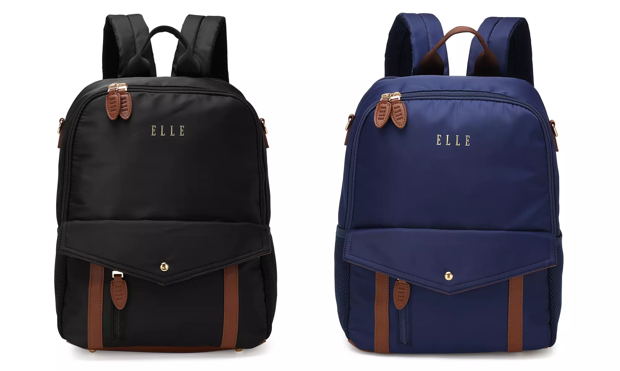 ELLE Luxe Journey 18L Twill and Vegan Leather Backpack - Primary Image