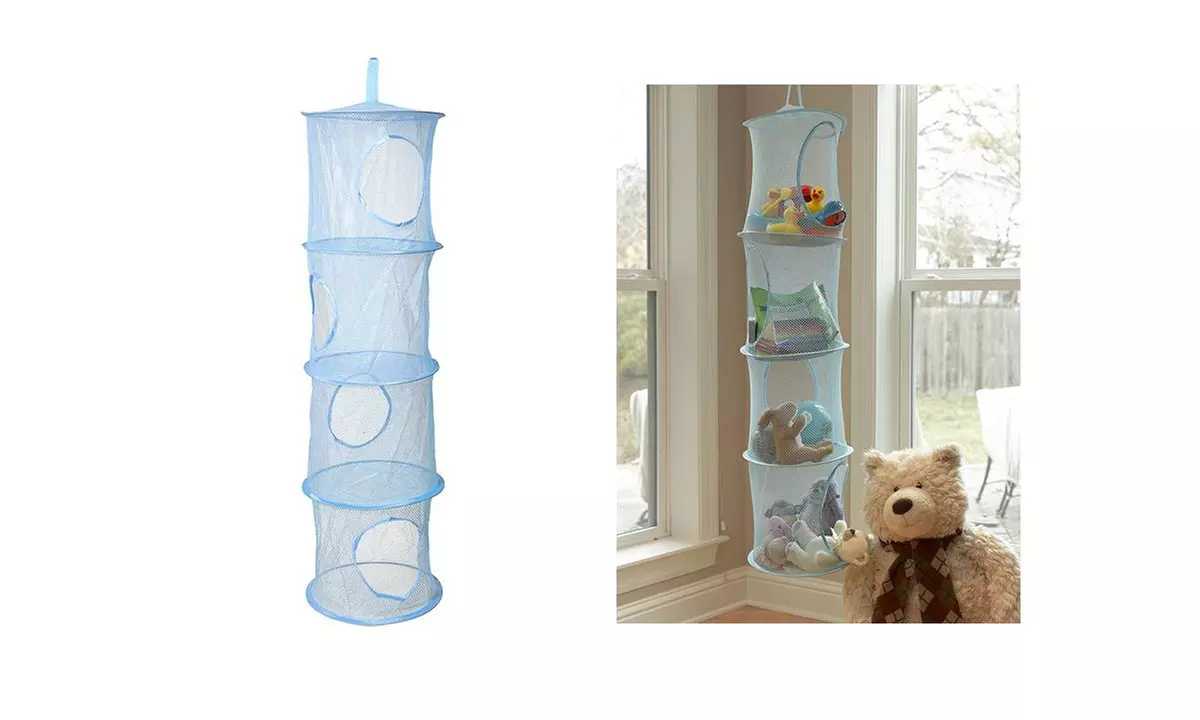 Toy Cubby Mesh Organizer Bag Children Bedroom Closet Hanging  4 Shelf - Primary Image