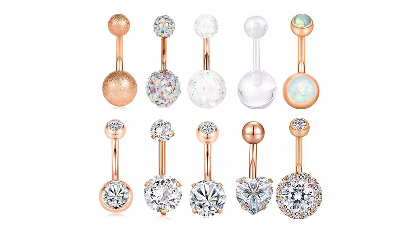 10 PCS 14G Steel Belly Button Ring Ear Rings Body Piercing Jewelry