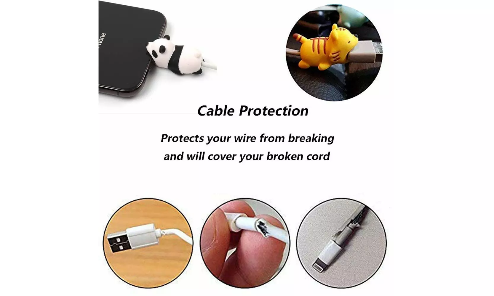 iPhone & Android Cute Cable Protectors, 5-Pack Mystery Grab Bag