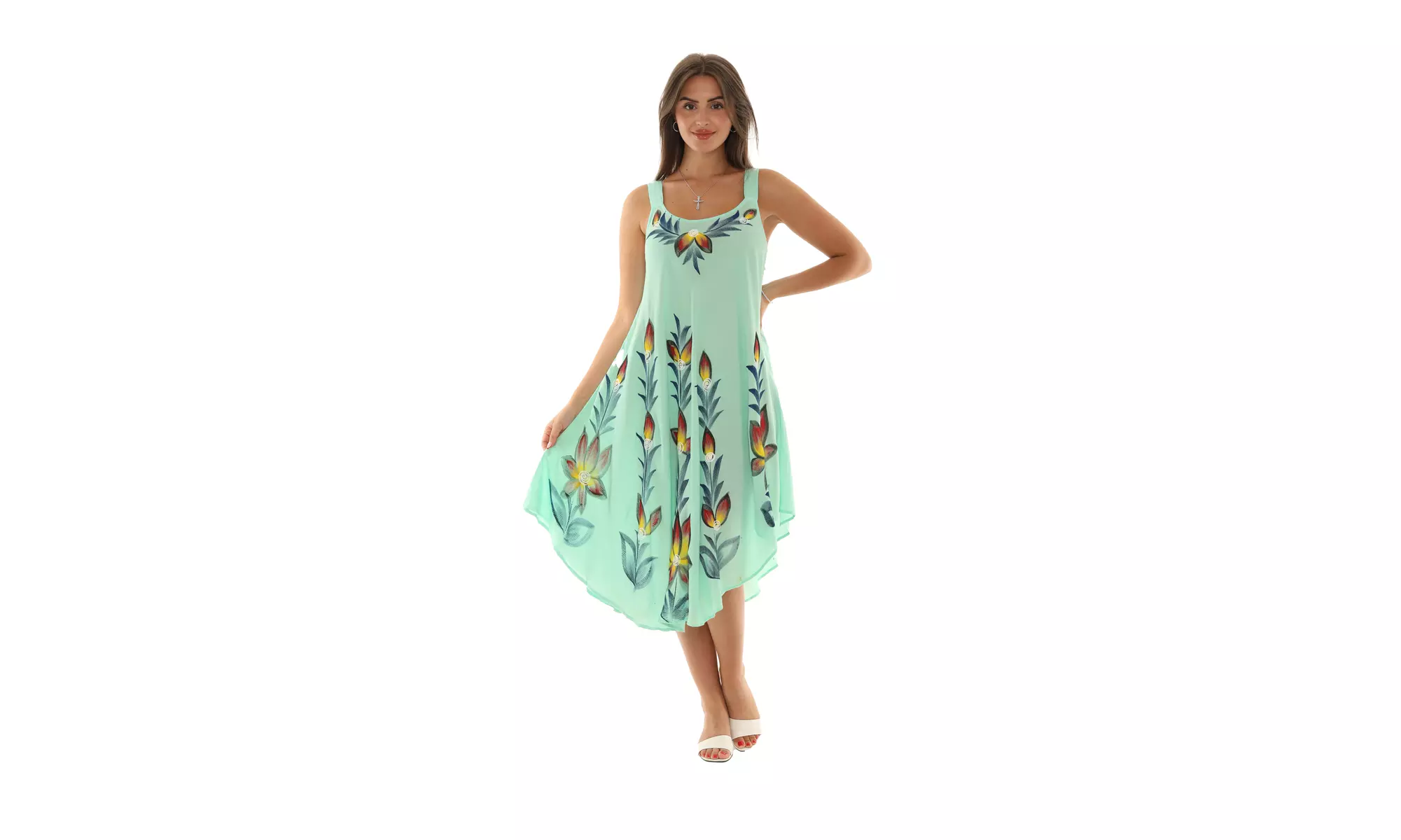 Brush Paint Skinny Strap Sleeveless Dress