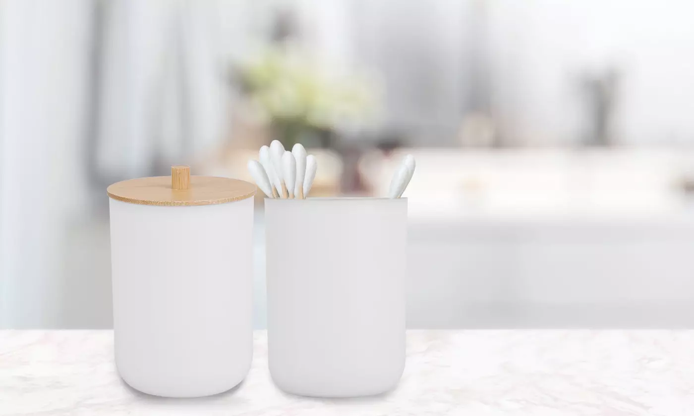 NewHome Bathroom Accessory Set Plastic & Bamboo Bathroom Accessories (9-Piece)