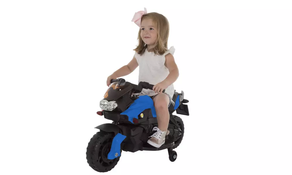 Battery-Operated Ride-On Two-Wheel Motorcycle with Training Wheels - Primary Image