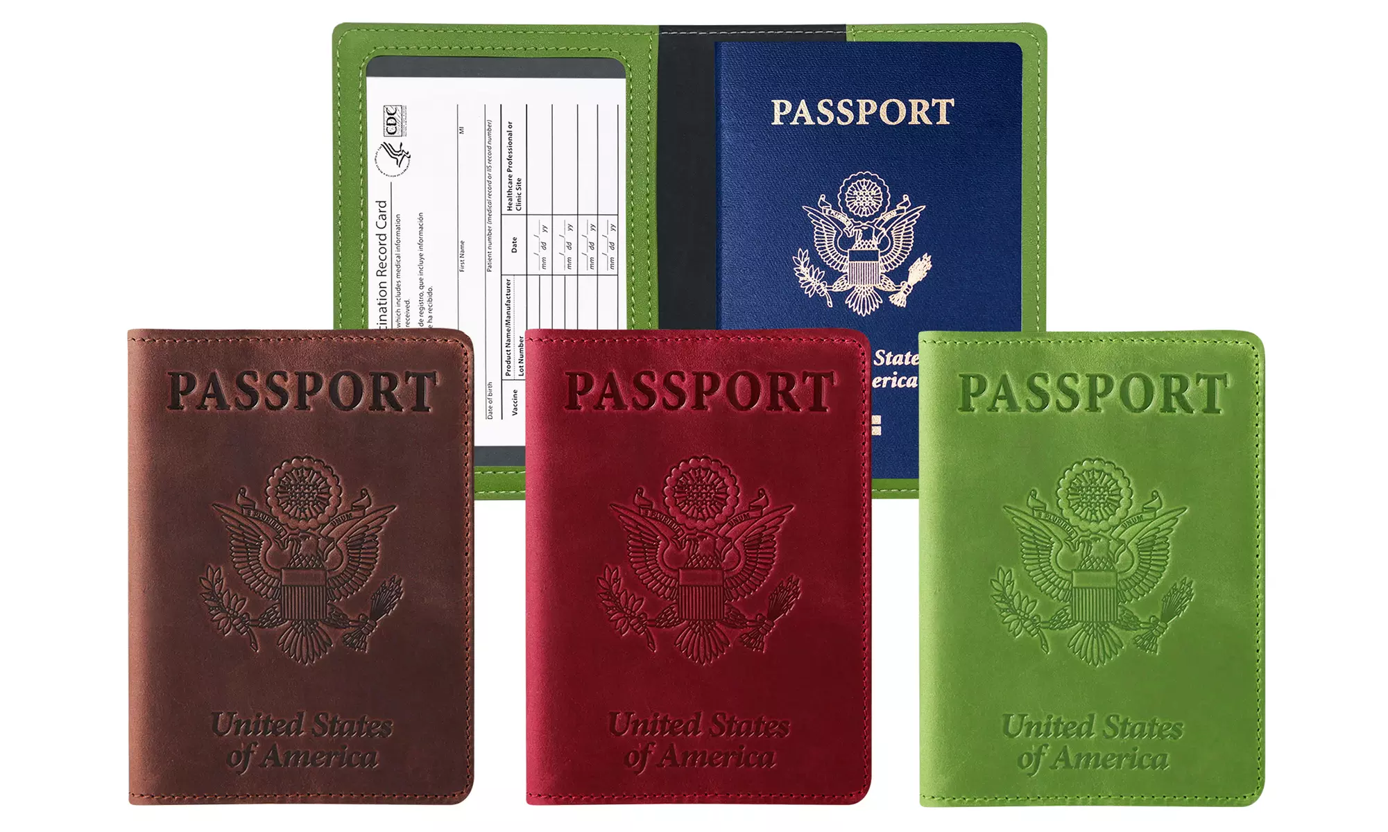 3:Pack RFID Multi-function Passport Holder with CDC Vaccination Card Slot 
