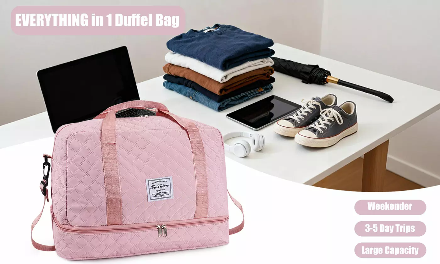 Travel Duffel Bag Weekender Bags Carry On Overnight Bag with Shoe Compartment