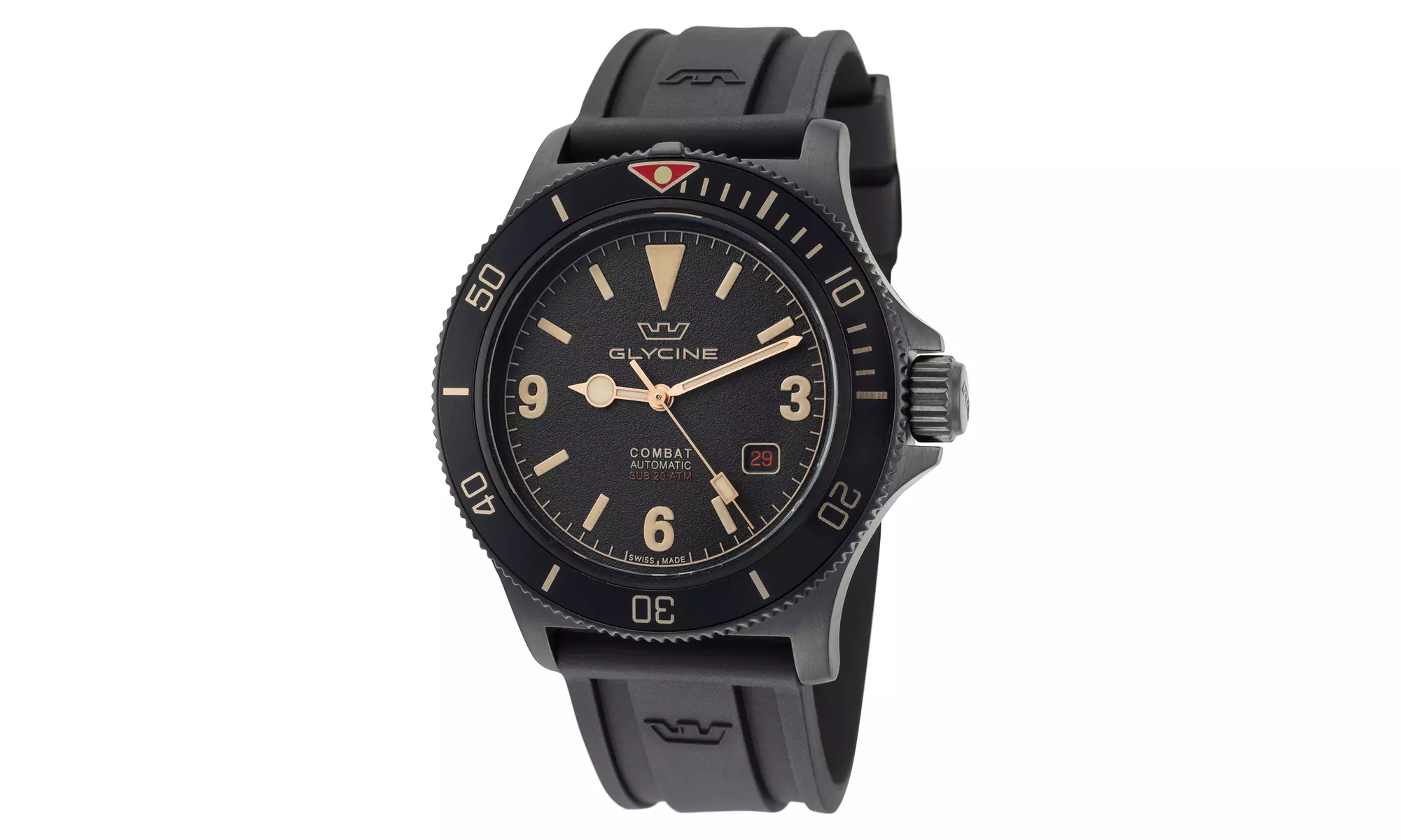 Glycine GL0269 Men's Combat Sub Vintage Automatic 42mm Black PVD Watch - Primary Image