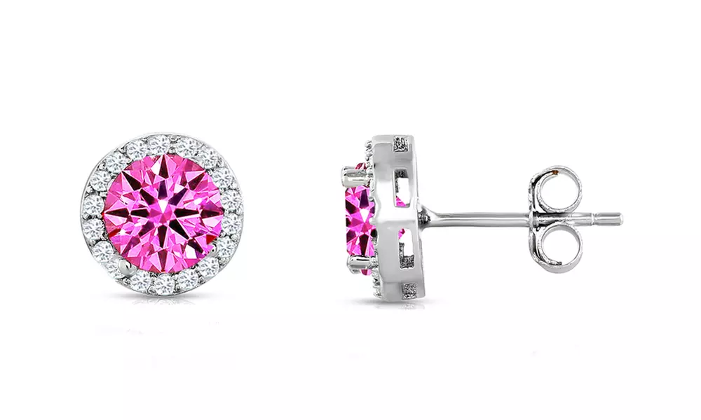 Sterling Silver 3.00 CTTW Cubic Zirconia Halo Studs 