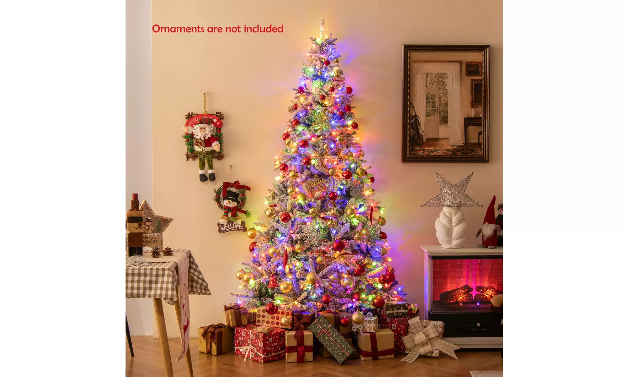 Costway Pre-Lit Artificial Christmas Tree with Branch Tips | Warm White LED Lights | Easy Setup & Home Decor