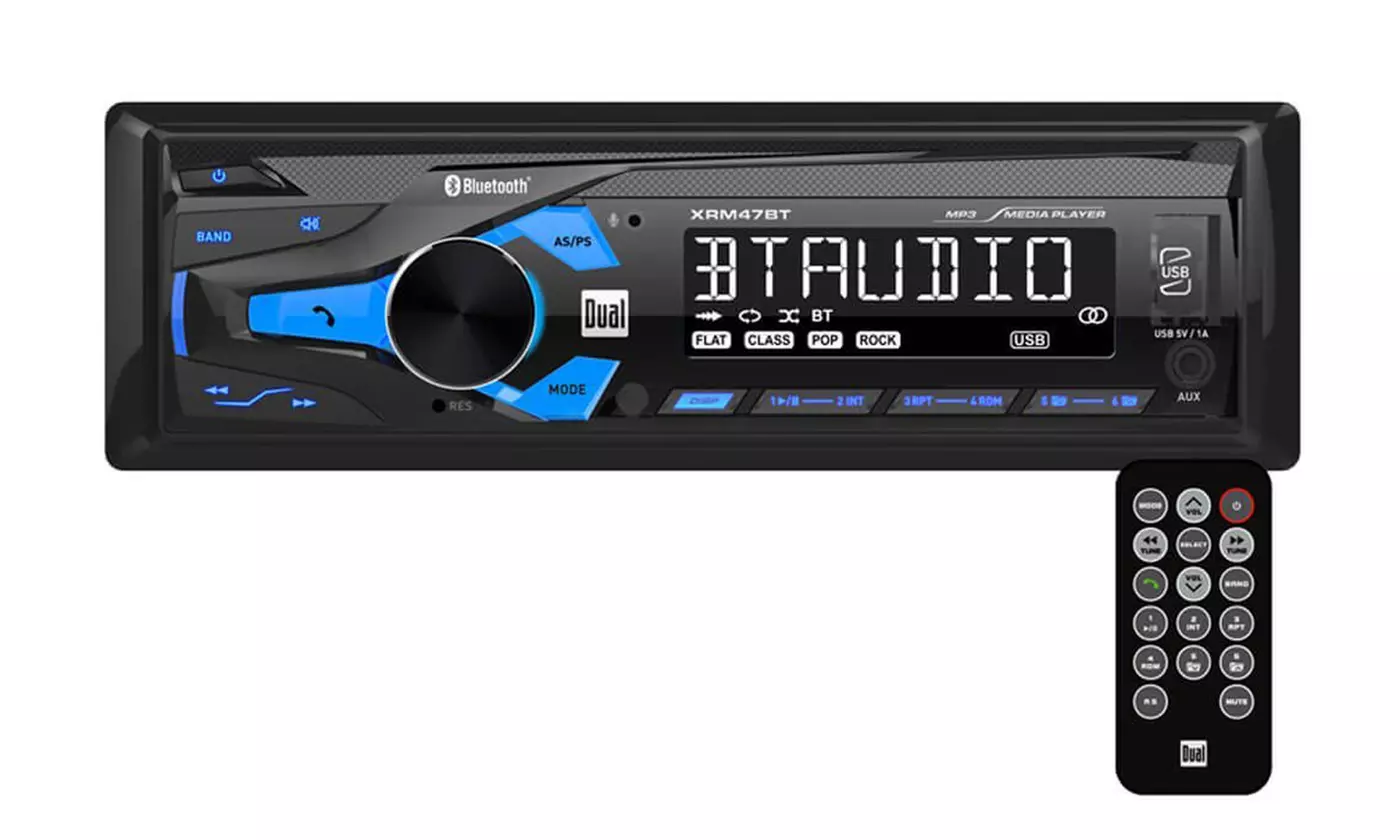 Dual 1-DIN Digital Media Receiver Car Stereo with Bluetooth Aux USB - Primary Image