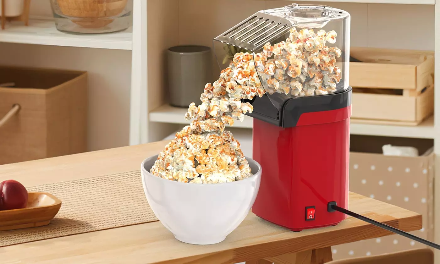 NewHome 1200W Hot Air Popcorn Maker with Butter Warmer and 8-Cup Capacity