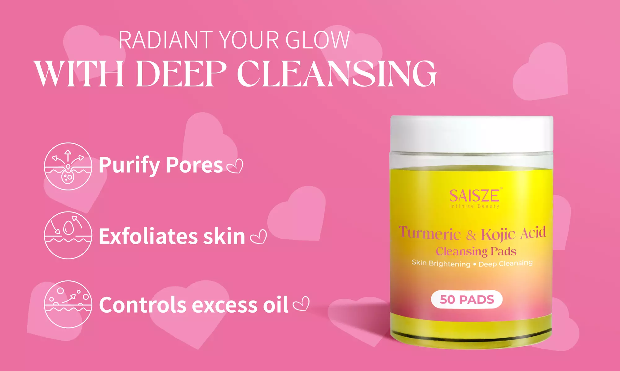 Turmeric Kojic Acid Cleansing Tablets Remove Blemishes Brighten Skin Tone 50 pcs