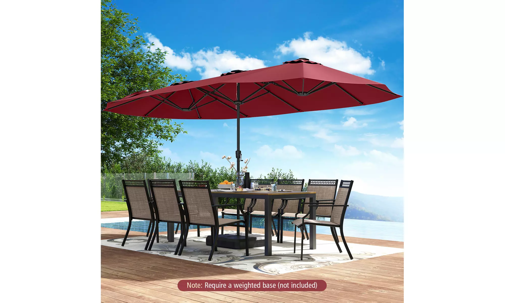 Costway 15.5 FT Extra-Large Patio Umbrella with LED Solar Lights
