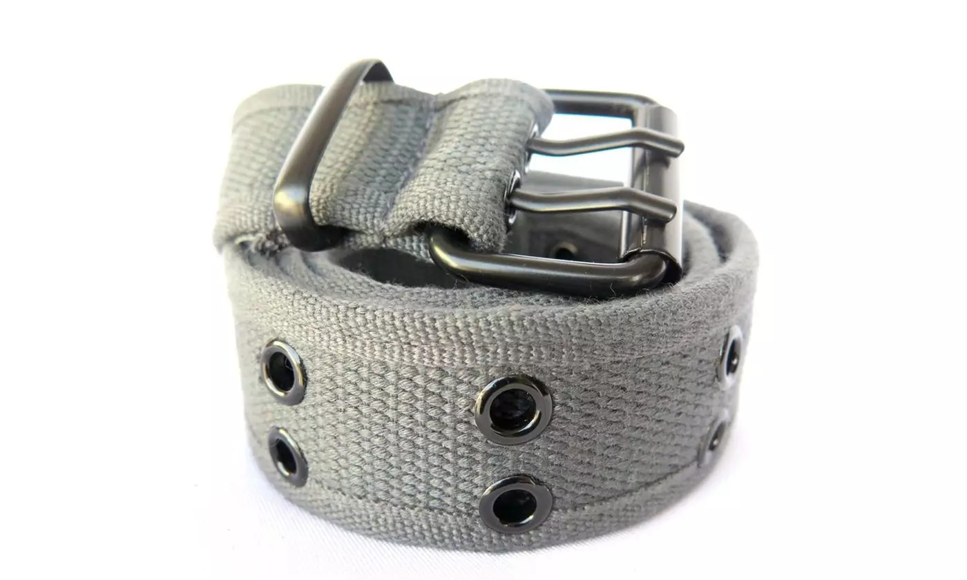 High Quality Men Women Unisex 2 Holes Grommet Stitched Military Web Canvas Belt