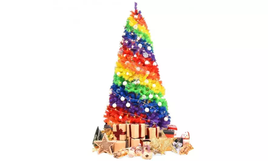 7 ft Artificial Hinged Traditional Christmas Tree with Metal Stand - Primary Image