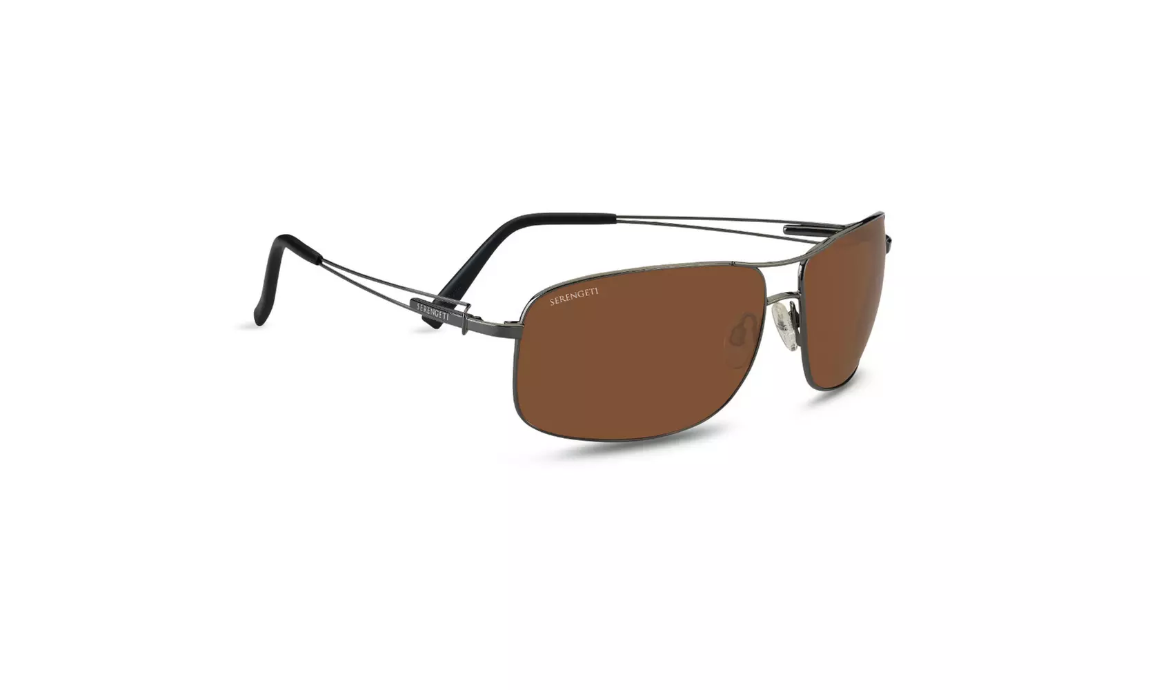 Serengeti  Sassari 64mm Polarized Rectangle Sunglasses (Shiny Gunmetal) - Primary Image