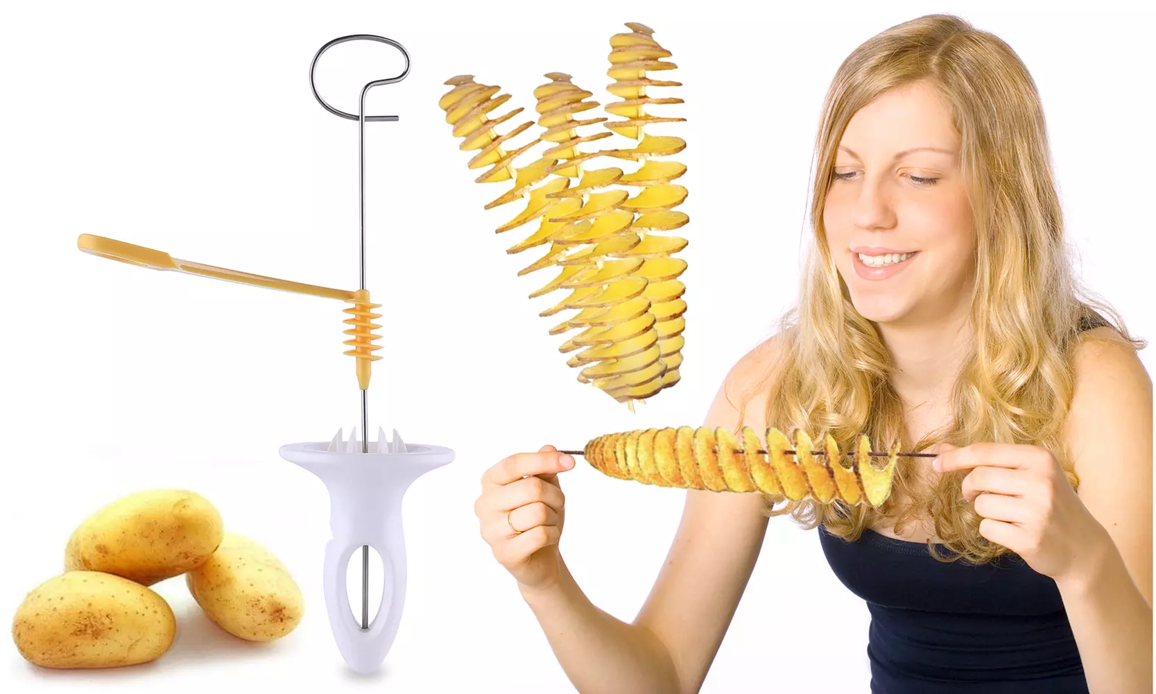 Handheld Easy Potato Spiral Cutter and Tornado Fries Maker (6-Piece Set) - Primary Image