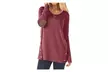 Womens Casual Long Sleeve Round Neck Pocket T Shirts Blouses Sweatshirts Tops - Image 3