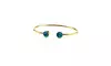 14k Yellow Gold Plated 4 Ct Round Blue Zircon Stackable Bangle Bracelet