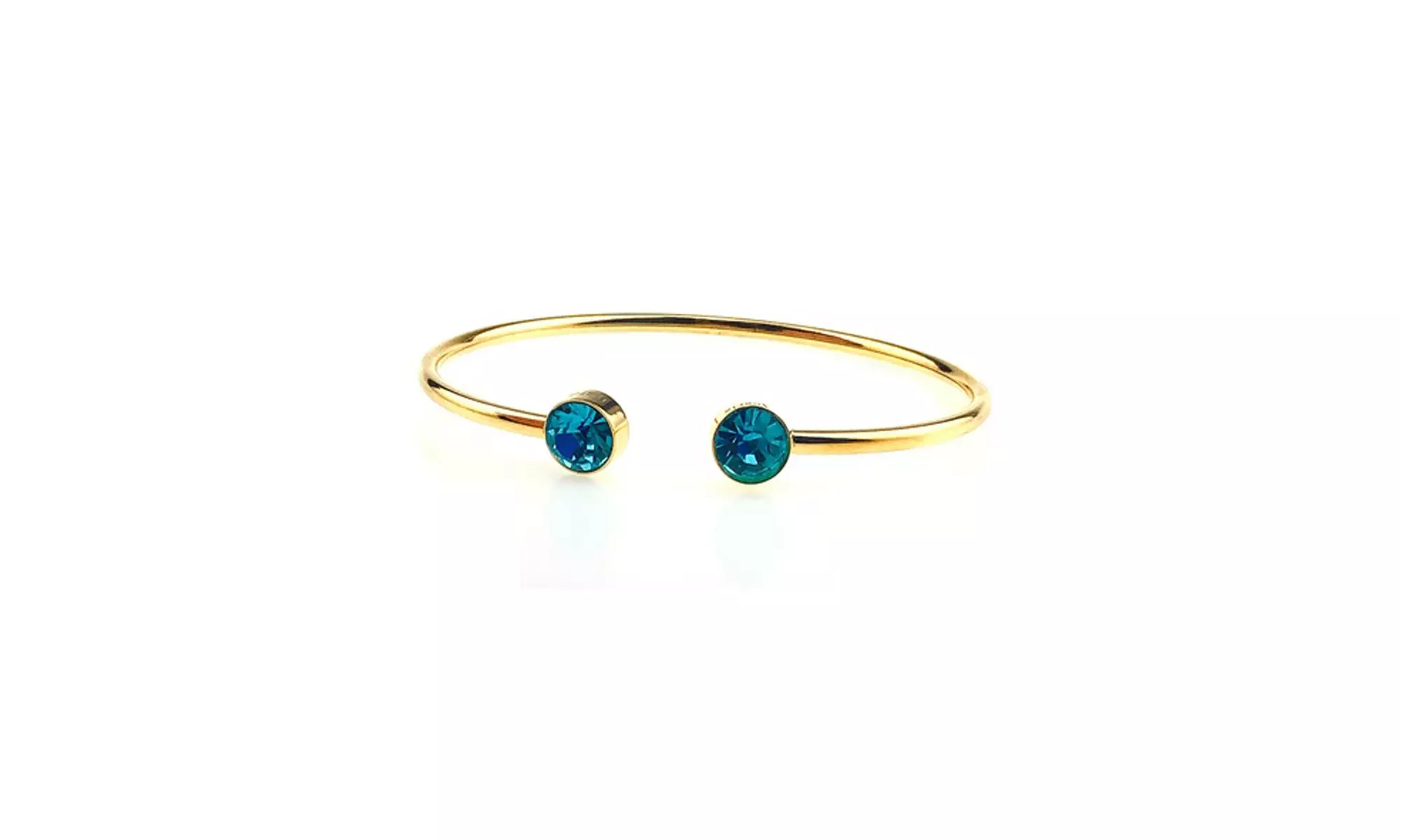 14k Yellow Gold Plated 4 Ct Round Blue Zircon Stackable Bangle Bracelet - Primary Image