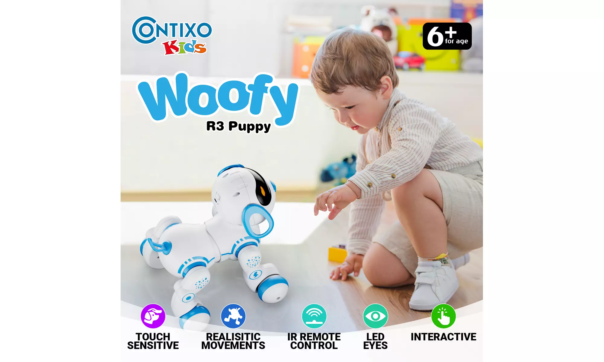 Contixo R3 Robot Dog, Walking Pet Robot Toy, App Controlled Robots for Kids