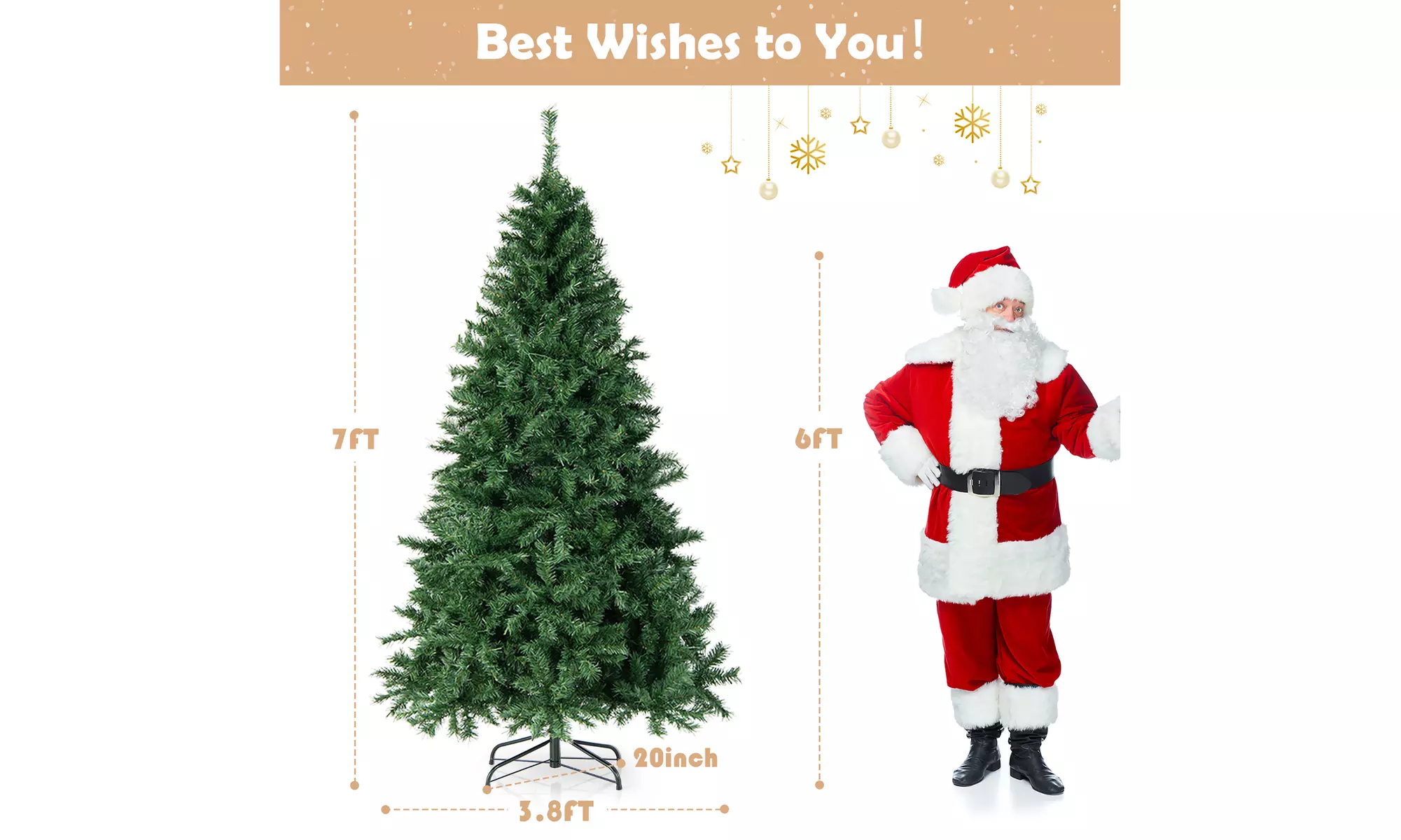 Costway 7FT Pre-Lit Hinged Christmas Tree 350 Lights No Fluffing Required