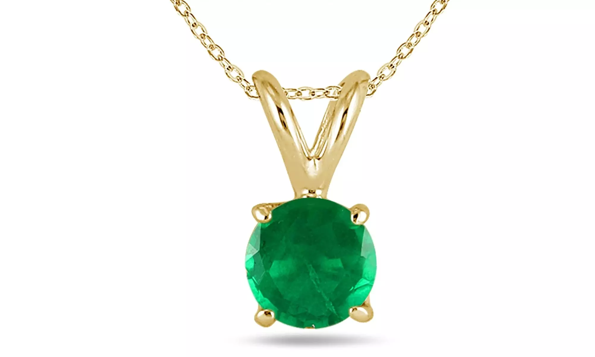 24k Yellow Gold Plated 2 Ct Round 18 Inch Emerald Necklace. - Primary Image