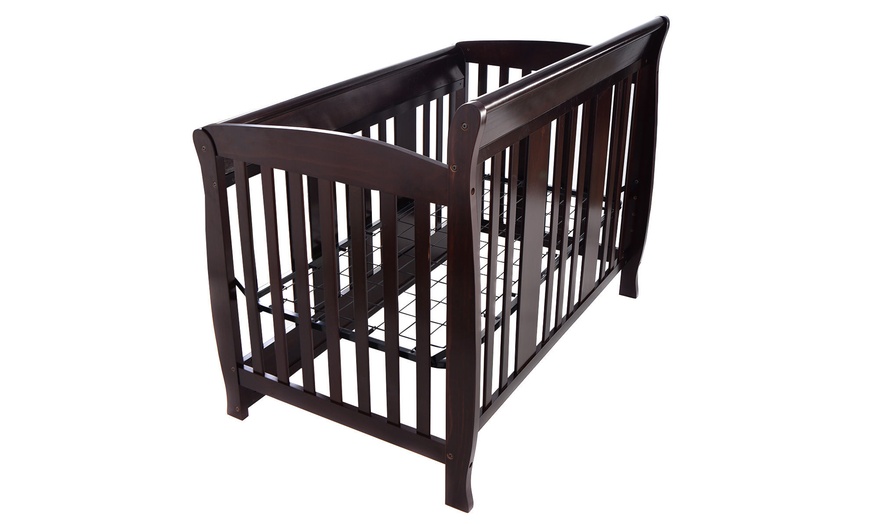 Coffee Pine Wood Baby Toddler Bed Convertible Crib Nursery Furniture ...