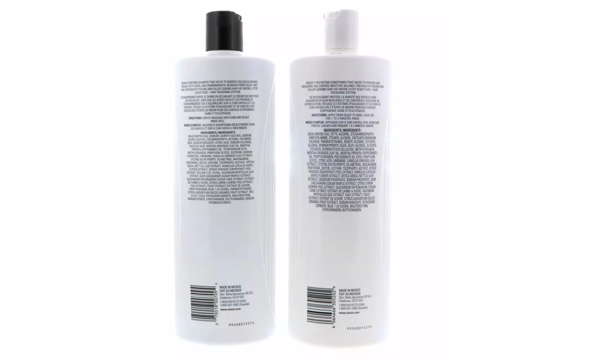 Nioxin Cleanser Shampoo and Scalp Therapy Conditioner Liter 33.8 oz Set Combo