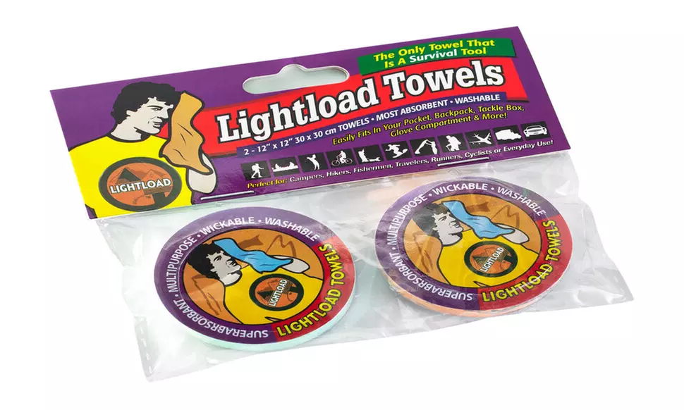 Lightload Towels Compressed Quick Dry Non Microfiber  2 Pack 12x12" .2 oz - Primary Image
