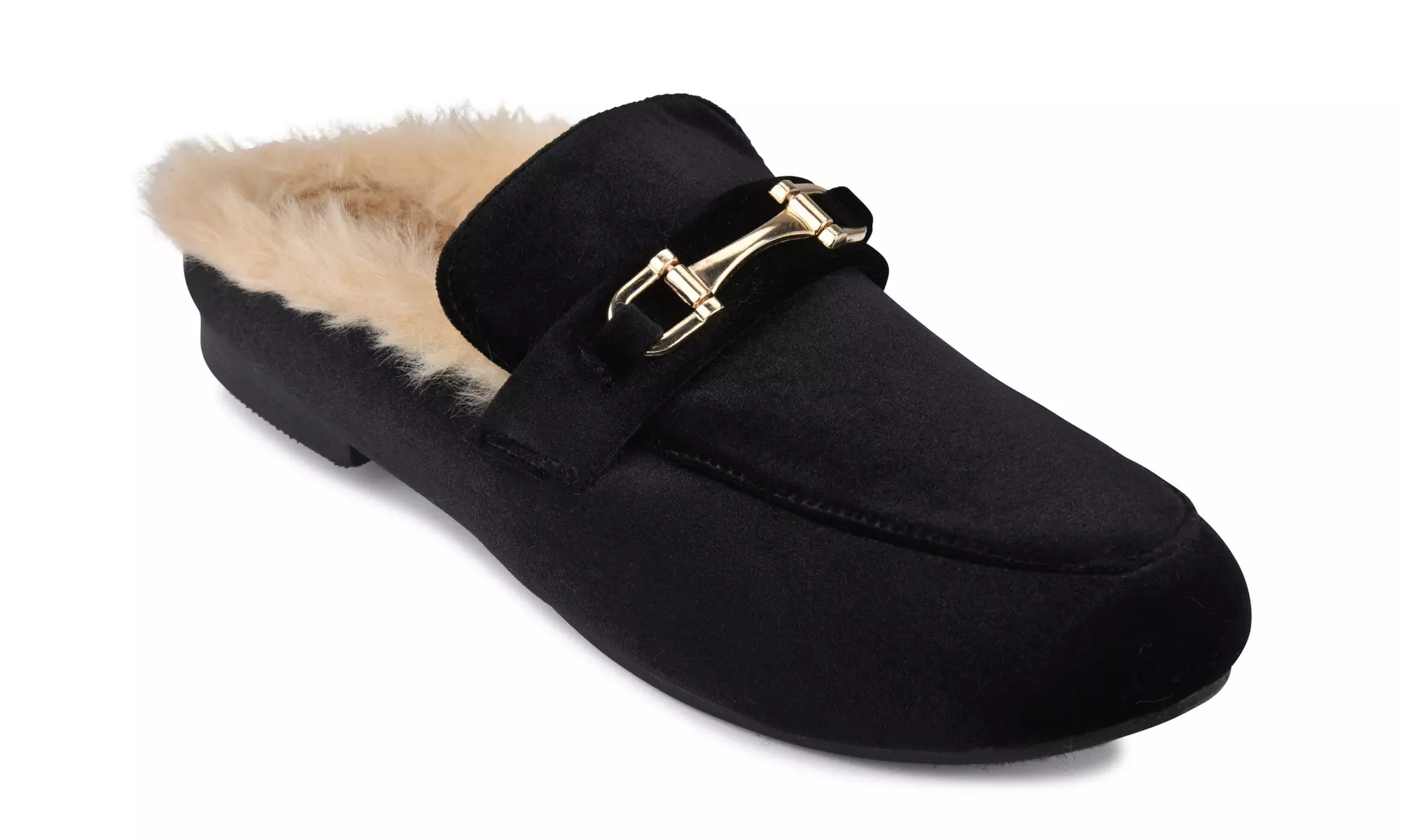 Women's Mule Open Back Loafers With Faux Fur Lining  - Primary Image