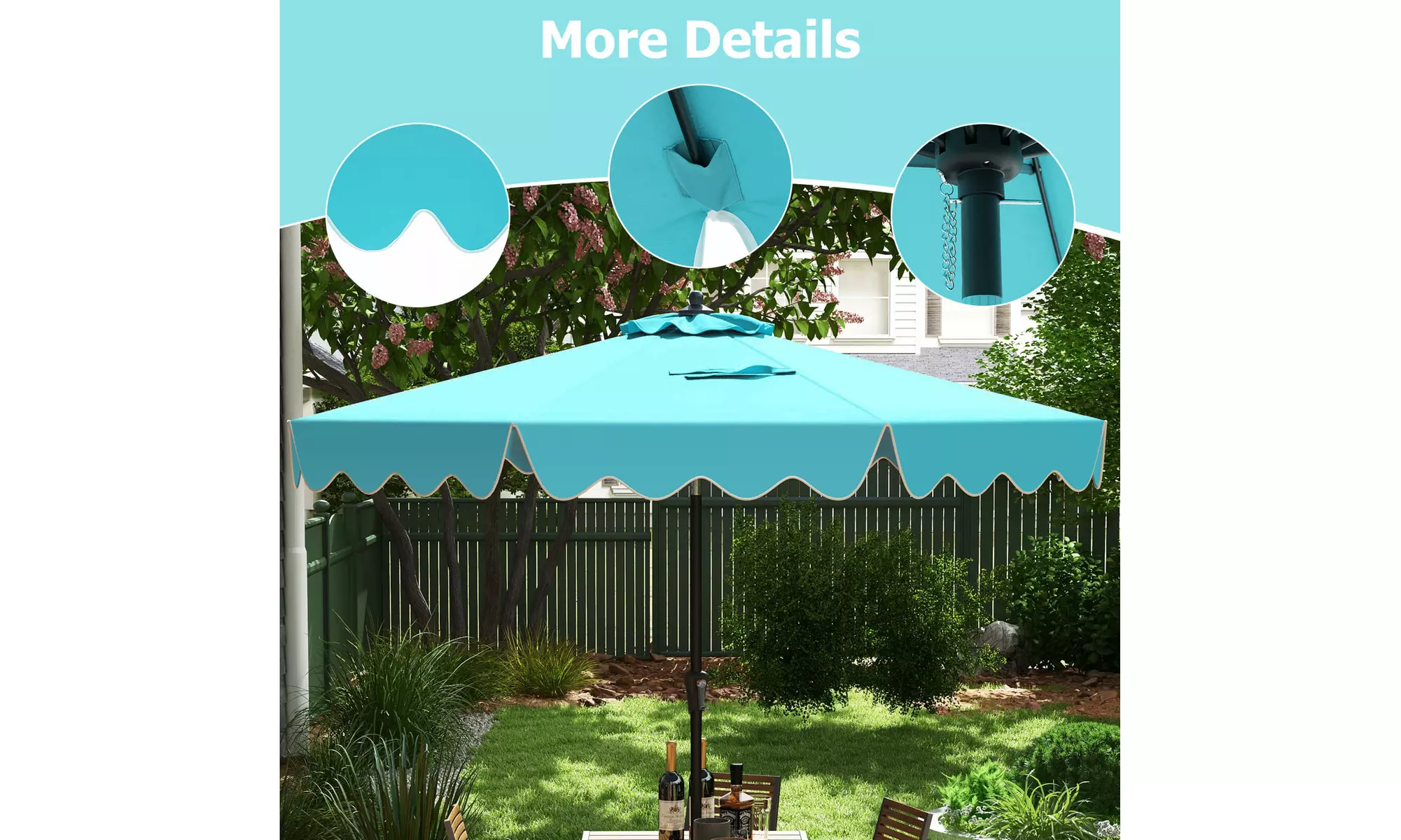 Costway 9 ft Patio Umbrella Two-Tier Market Table Umbrella Sun-Protective Canopy