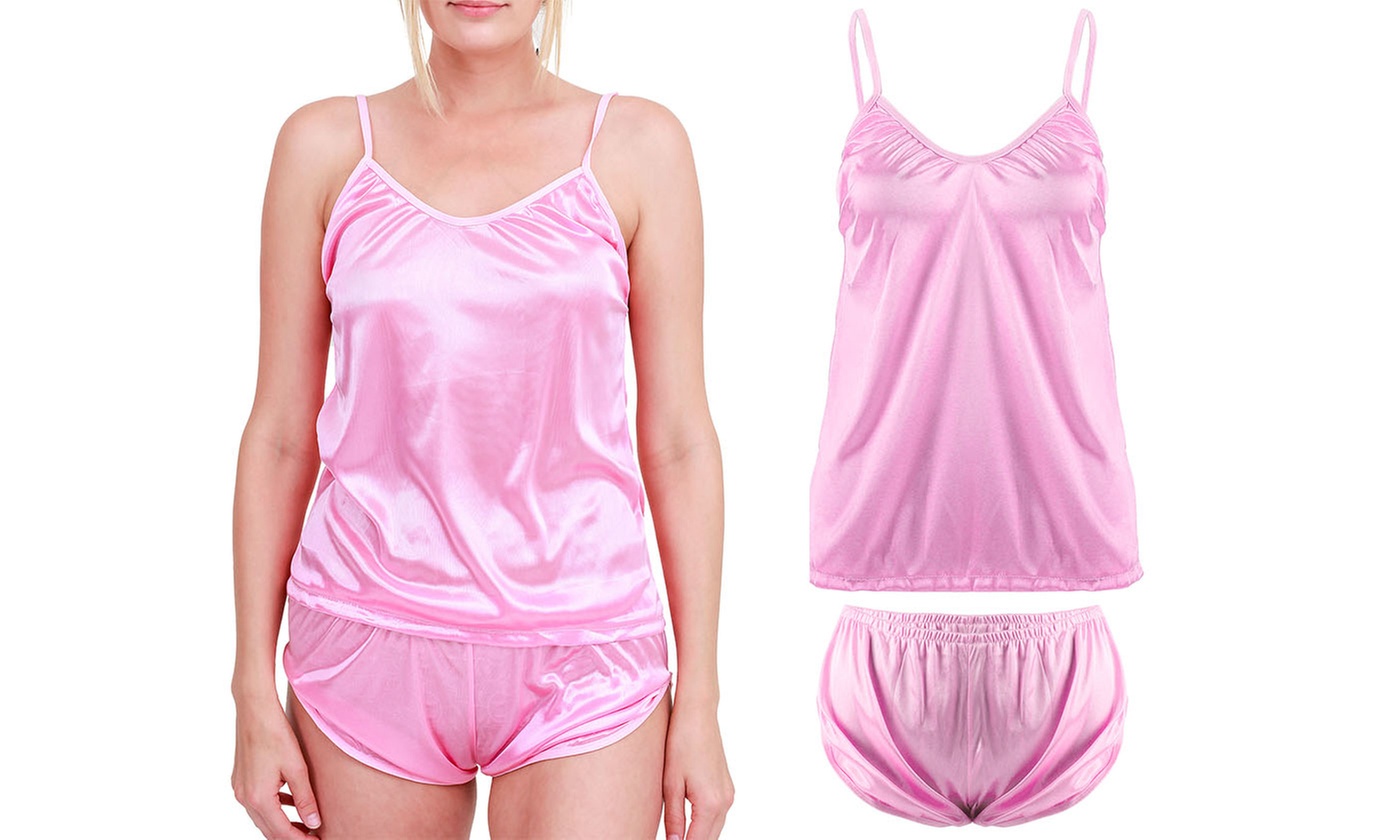 Womens Sexy Lingerie Silk Pajamas Set Ladies Cami Shorts Nightwear Sleepwear