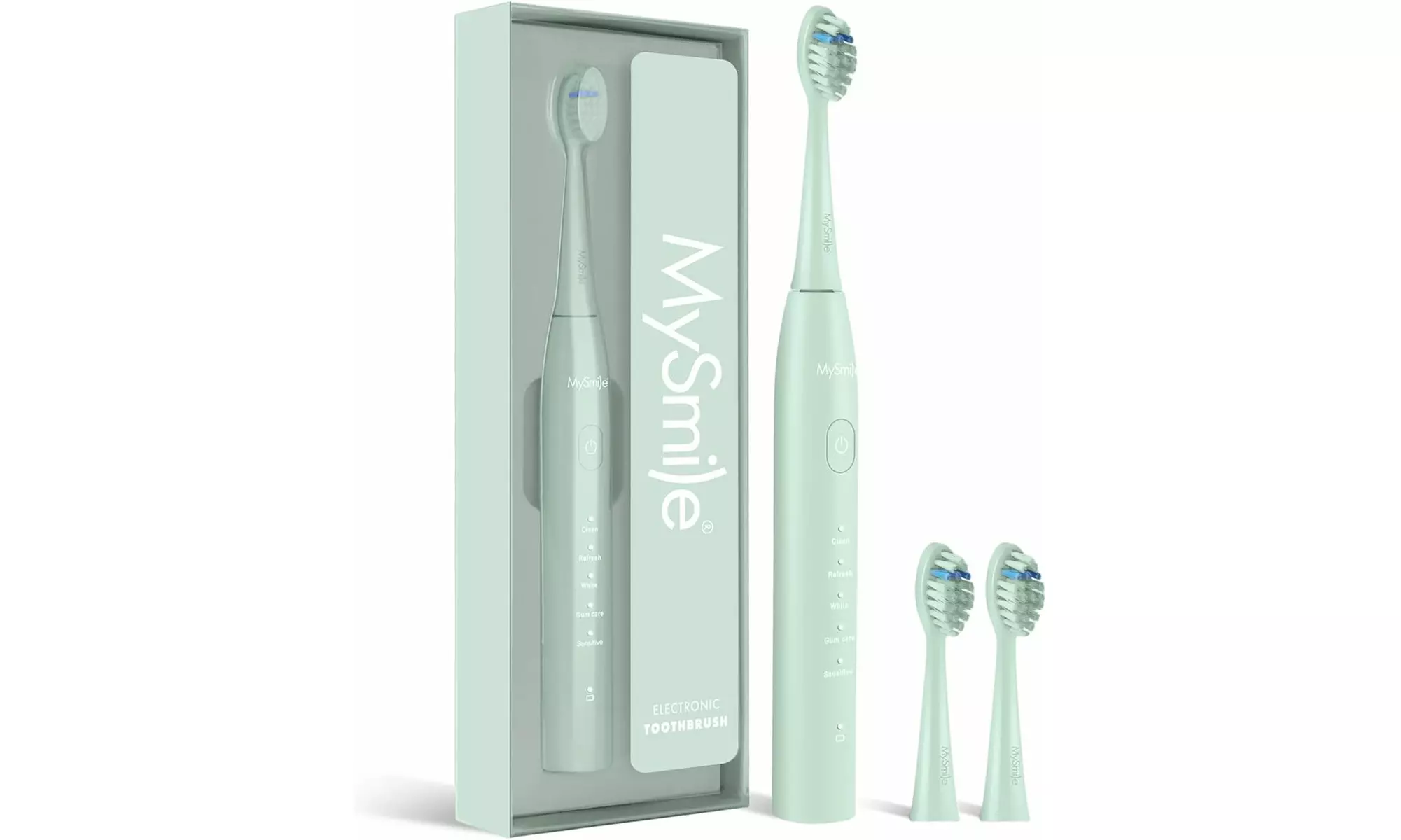MySmile Sonic Electric Toothbrush with 3 Brush Heads, 2Min Timer, Bright Colors