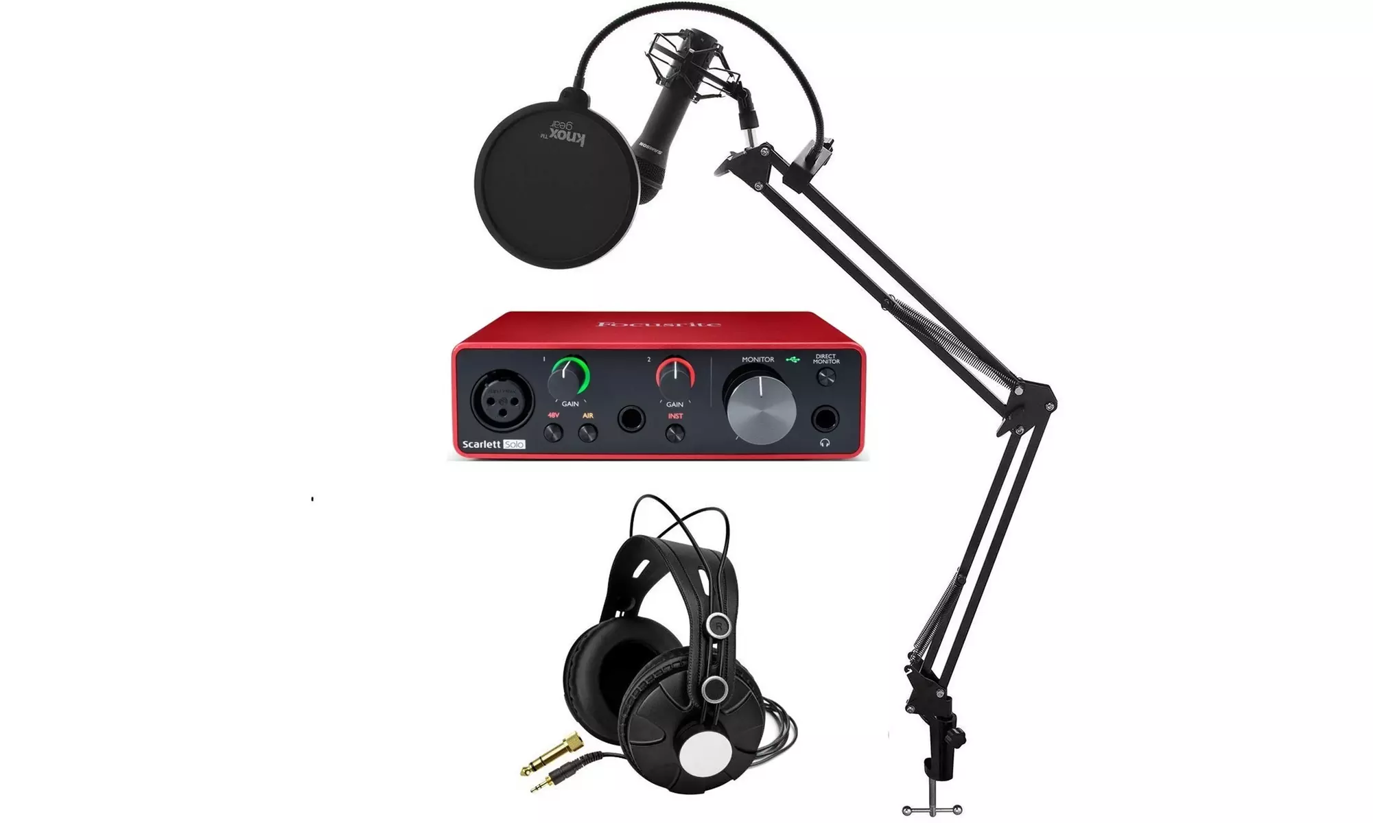 Focusrite Audio Interface w/ Mic, Headphones, Shock Mount, Pop Filter & Boom Arm - Primary Image
