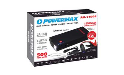 image for Powermax Lithium Jumpstarter 12000mAh -PM91004